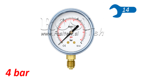 MANOMETER DN63 VERTIKAL 0 - 4 BAR - 1/4