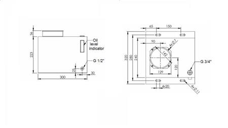 METAL RESERVOIR BOKS PP 15 LITER HORIZONTAL-VERTIKAL-dimensioner