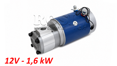 HYDRAULISK PUMPE SAMMENSÆTNING GR.1 + ELEKTRISK MOTOR 12V 1.6KW = 2.5CC - 6.6LIT