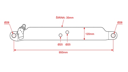 NEDRE LØFTEARME TIL TREPUNKTSOPHÆNG CAT.3 - 120x35 mm - 950 mm (140 HP)