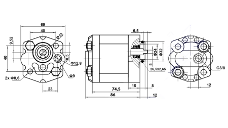 HYDRAULIKPUMPE 10C2,7X302 2,7 CC HØJRE