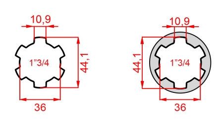 KARDANADAPTER FRA 1-3/4 TIL 1-3/4 (165 mm)
