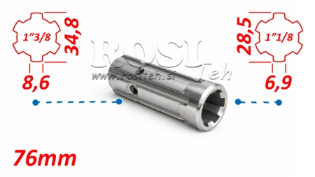 KARDANADAPTER ADAPTER FRA 1-1/8 TIL 1-3/8 (76 mm)