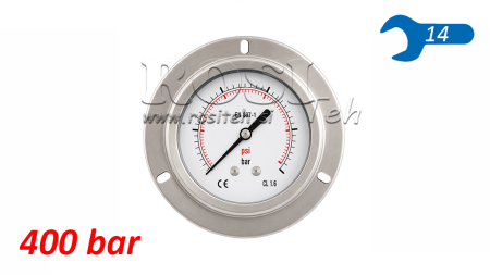 MANOMETER DN63 BAG 0 - 400 BAR - 1/4