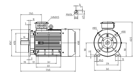 18.5KW-ELEKTRISK MOTOR Y3 180M-4_1470RPM 3FASER FØDDER+FLANGE-B3B5