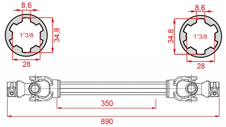 ECO KARDANAKSEL 890mm 30-75HP STANDARD