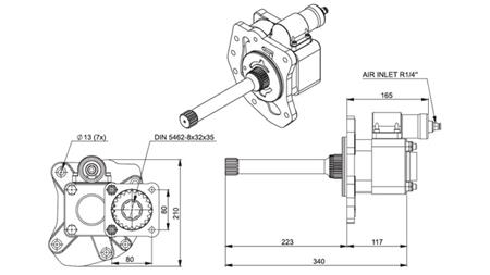 Dimensioner HYDRAULISK PUMPE DREV - MERCEDES AXOR 2