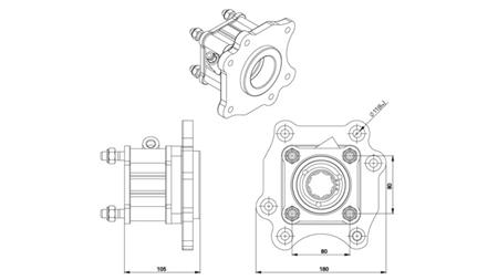 Dimensioner OUTPUT FOR HYDRAULISK PUMPE - MERCEDES ATEGO-1 - 6 HULER