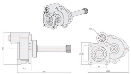 Teknisk tegning HYDRAULISK PUMPE - MERCEDES G3/65-90 UNIMOG