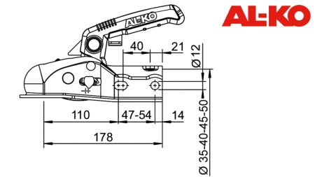 VLEČNA KLJUKA AL-KO AK-161 ZA AVTO PRIKOLICO OKROGLA FI50-45-35 1.600KG