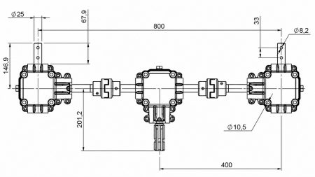 SÆT AF GEARKASSER MED SIKKERHEDSSYSTEM 1:1,44 (27HP-20kW) TIL GØDNINGSSPREDER L:800 - ALU