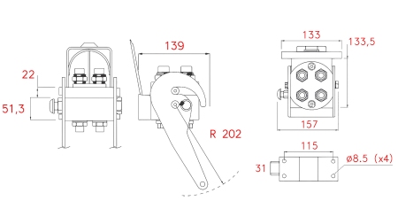 MULTI-FASTER KOBLING 4-VEJS BSP 3/8 MOBIL DEL