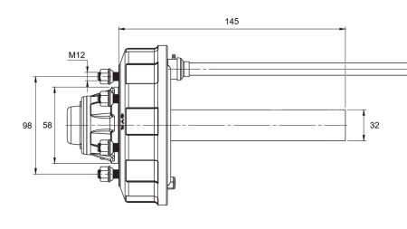 HALVAKSEL MED BREMSER - 450 kg (4 SKRUER) - 145 mm