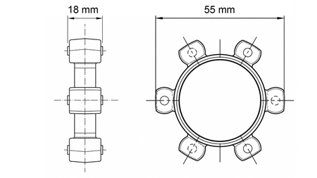 STJERNEKOBLING TIL GUMMIINDSATS ND11-ND13-ND15 (55mm)