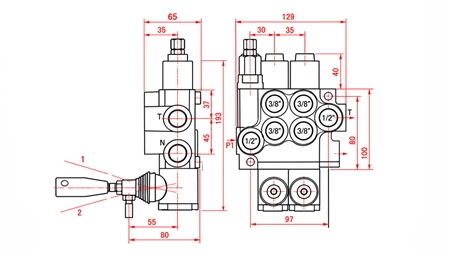 HYDRAULISK MANUEL VENTIL – 2-SEKTIONS RETNINGSVENTIL 2xR40 ECO