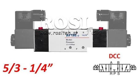 PNEUMATISK ELEKTROVENTIL 5/3 BISTABIL 1/4 PRT-0853-DCC