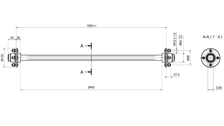 AKSEL TIL TRAILER 950KG UDEN BREMSER (1000 MM)