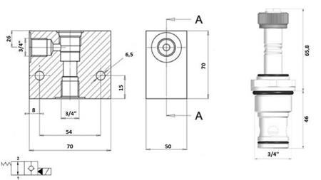 2-VÆGS VENTIL 3/4 (NO) 12V - 150lit - diagram