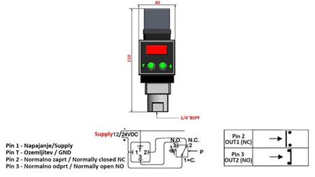 ELEKTRONISK TRYKSWITCH FL55 0-200 BAR (MAX.500BAR)