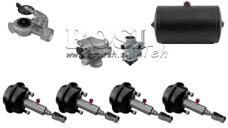 SET ZRAČNO HIDRAVLIČNIH ZAVOR ZA PRIKOLICO KOMPLET ENO KROŽNI SISTEM 4 CILINDRI