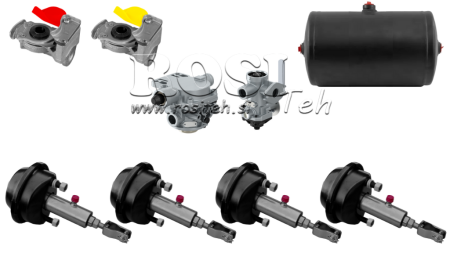 SET ZRAČNO HIDRAVLIČNIH ZAVOR ZA PRIKOLICO KOMPLET DVO KROŽNI SISTEM 4 CILINDRI