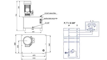 HYDRAULISK AGGREGAT -RHA- 40lit TIL HØBROOM