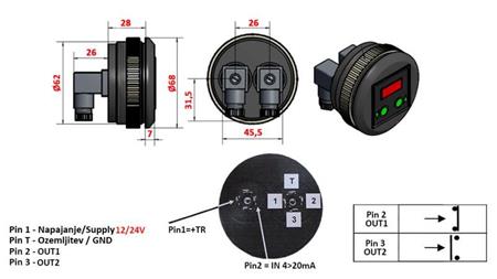 ELEKTRONISK TRYKSWITCH MED MANOMETER KD59 0-400 BAR