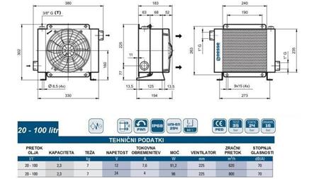 OLIEKØLER DC 12V HY01802 20-100 LIT