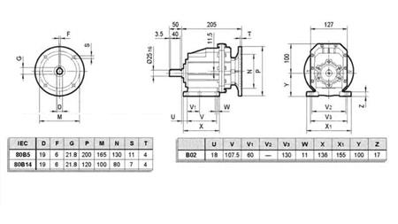 ERC02 REDUCER TIL ELEKTRISK MOTOR MS80 (1.1-1.5kW) FORHOLD 24:1