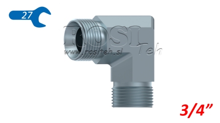 HYDRAULISK BEND 90° BSP KORT HAN-HAN 3/4