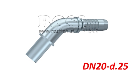 HYDRAULISK KOBLER SLANGE OVERGANGS BEND 45° DN20-d.25