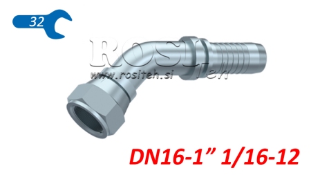 HYDRAULISK FORBINDELSE DKJ JIC74° HUN ELBOW 45° DN16-1 1/16-12