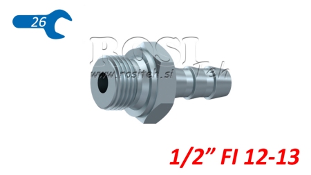 HYDRAULISK HUNDE FORBINDELSE 1/2 TIL GUMMISLANGE Φ 12-13