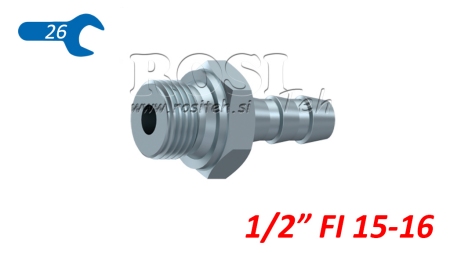 HYDRAULISK HUNDE FORBINDELSE 1/2 TIL GUMMISLANGE Φ 15-16