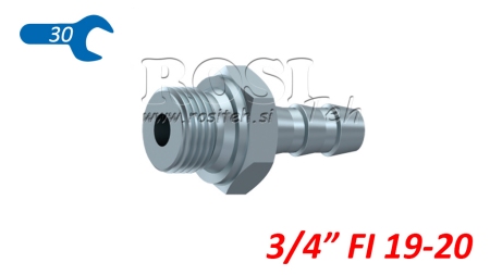HYDRAULISK HUNDE FORBINDELSE 3/4 TIL GUMMISLANGE Φ 19-20