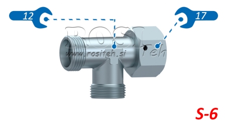 HYDRAULISK T-STYKKE S-6 MED SIDE DREJELIG MØTRIK M14X1,5