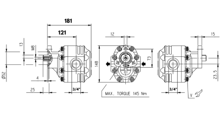 HYDRAULISK GJERDINGSPUMPE REVERSIBEL 40CC CASAPPA