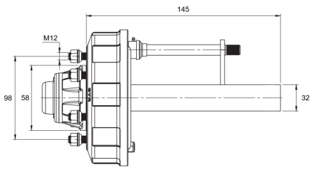 HALVAKSEL MED BREMSER - 450 kg (4 SKRUER) - 145 mm