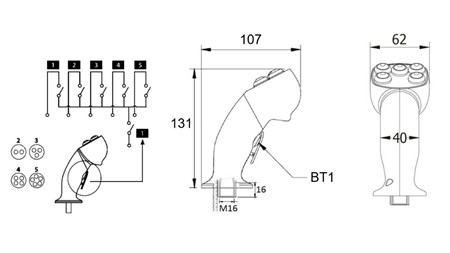 FJERNBETJENING ROSI JOYSTICK - 5 KNAPPER + KNAP