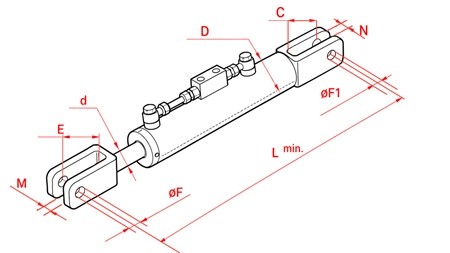 HYDRAULISK LØFTESTANG - GOLDONI 60/30MIN.390 TYPE (1) Φ 20/19