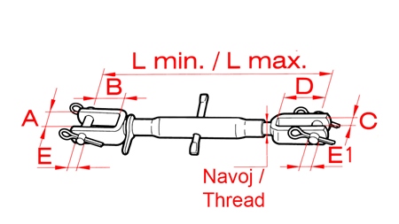 MEKANISK STABILISATORSTANG MED GEVIND 380/530