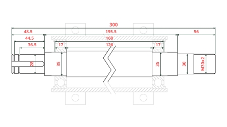 OSOVINA ZA CIRKULAR LITOŽELEZNA 300mm (LEVI NAVOJ)