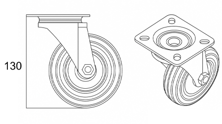 Hjul 100mm med drejebase