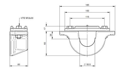 HOLDER TIL TELESCOPISK CYLINDER FI50-A