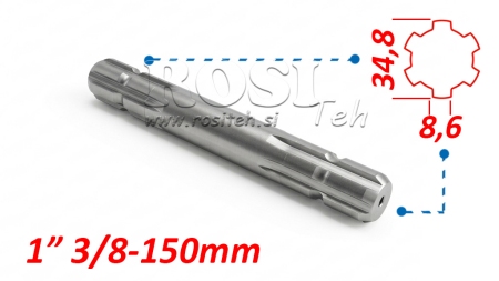 P.T.O. ADAPTER 13/8 BEGGE SIDER L=150