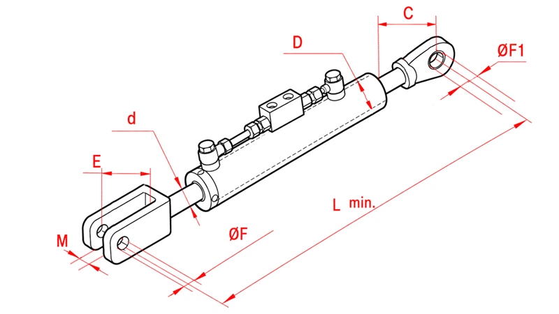 HYDRAULISK LØFTESTANG - STEYR 90/45MIN.720 TYPE (2) Φ 28/32
