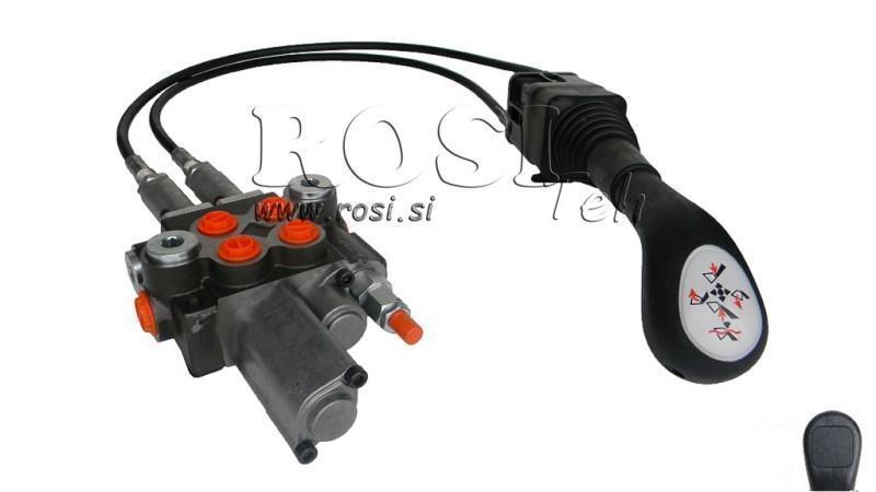 JOYSTICK UDEN KNAP MED PULLEY 2 m OG HYDRAULISK VENTIL 2xP40 l. FLYDENDE