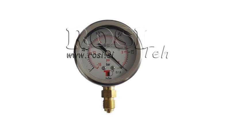 VACUUM METER DN63 VERTIKAL -1 - 0 BAR - 1/4