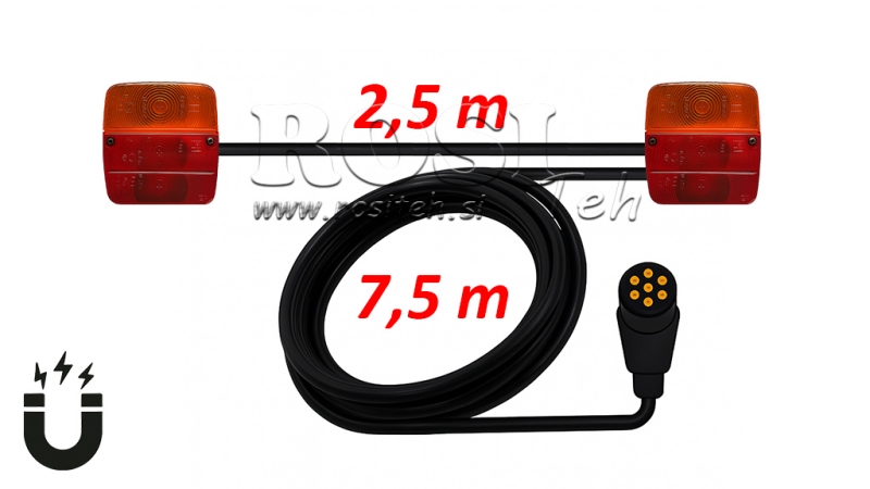 KOMPLET MAGNETNIH LUČI S KABLOM 7,5m+2,5m