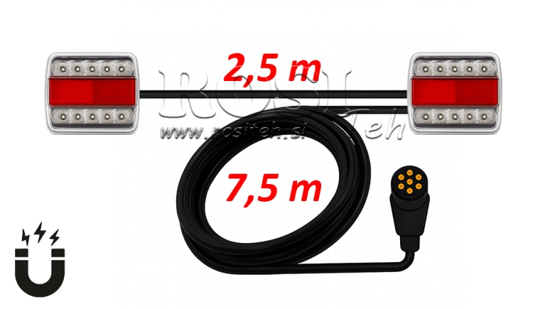 KOMPLET LED MAGNETNIH LUČI S KABLOM 7,5m+2,5m BELA